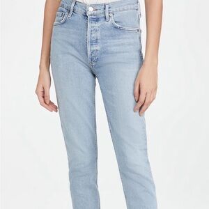 Agolde distressed denim blue jeans